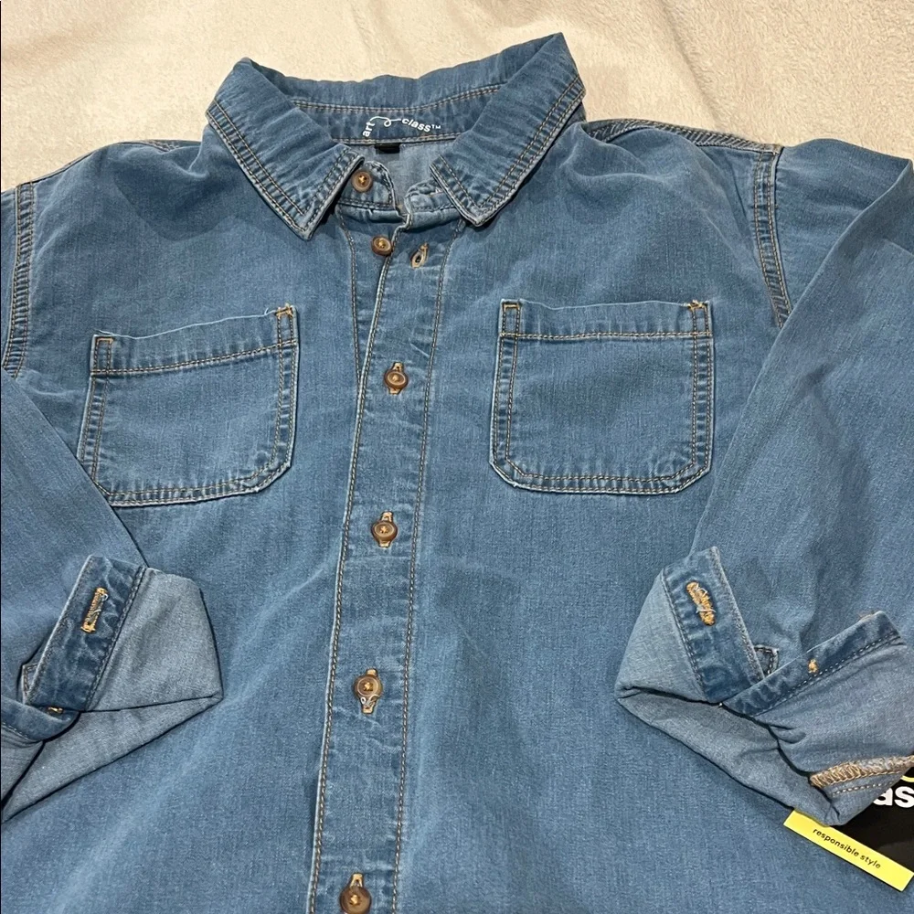 NWT Art Class Blue Denim Button-Up Shirt Sz XL/14